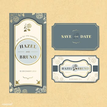 Vintage wedding invitation label vector set | Free stock vector - 542784