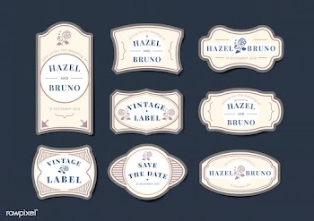 Vintage wedding invitation label vector set | Free stock vector - 542788