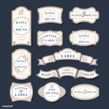 Vintage wedding invitation label vector set | Free stock vector - 542794
