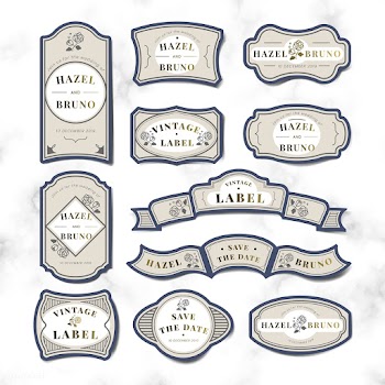 Vintage wedding invitation label vector set | Free stock vector - 542802