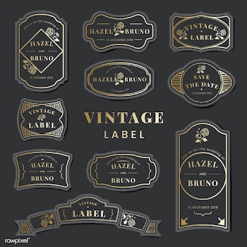 Vintage wedding invitation label vector set | Free stock vector - 542809