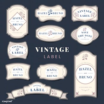 Vintage wedding invitation label vector set | Free stock vector - 542810