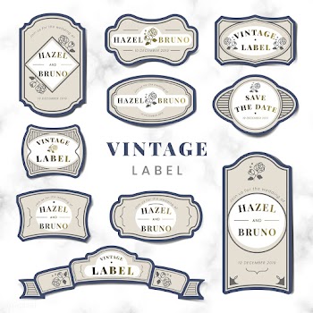 Vintage wedding invitation label vector set | Free stock vector - 542811