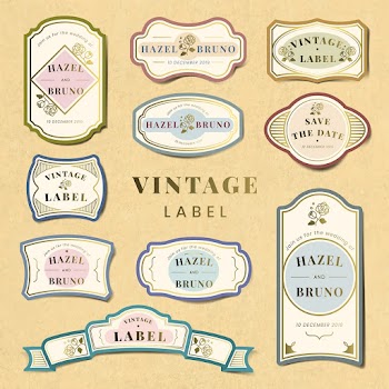 Vintage wedding invitation label vector set | Free stock vector - 542819