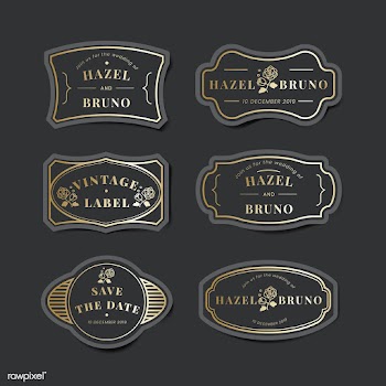 Vintage wedding invitation label vector set | Free stock vector - 542820