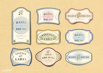 Vintage wedding invitation label vector set | Free stock vector - 542821