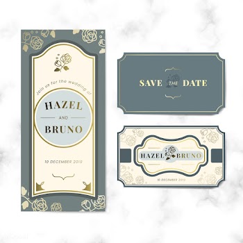 Vintage wedding invitation label vector set | Free stock vector - 542829