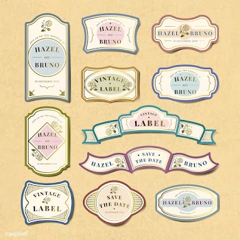 Vintage wedding invitation label vector set | Free stock vector - 542830