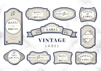 Vintage wedding invitation label vector set | Free stock vector - 542844