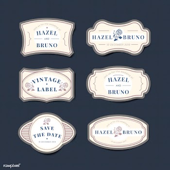 Vintage wedding invitation label vector set | Free stock vector - 542849