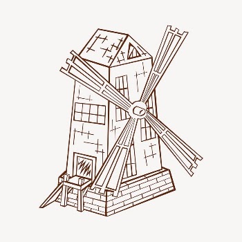 Vintage windmill clipart, environment illustration. | Free Photo - rawpixel