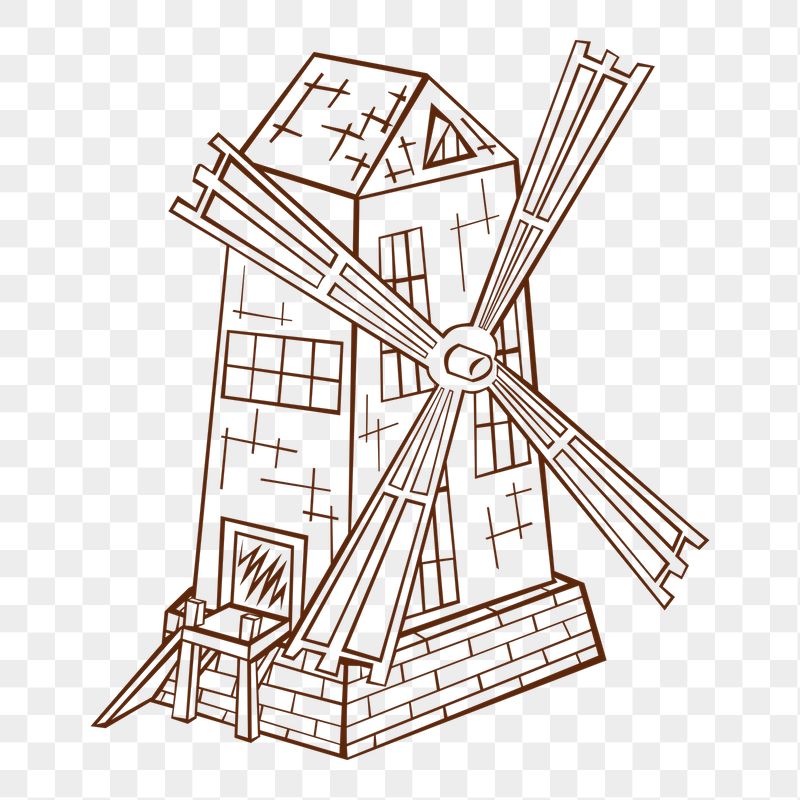 Vintage windmill png sticker, environment | Free PNG - rawpixel