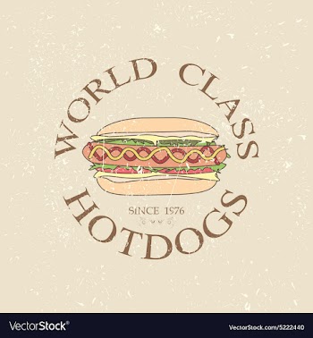 Vintage world class hotdogs sandwich label stamp vector image