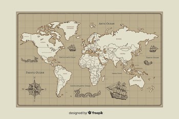 Vintage world map carthography design Free Vector