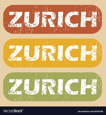 Vintage Zurich stamp set vector image