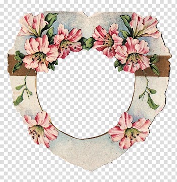 Vintagefloral pk, pink, green, brown, and gray floral heart wreath illustration transparent background PNG clipart