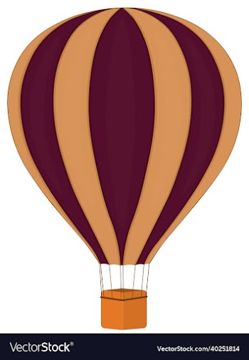 violet beige air balloon with basket
