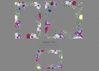 Violet Floral Border PNG Download Image