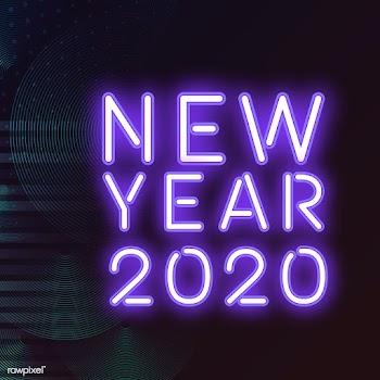Violet new year 2020 neon sign vector | Free stock vector - 535277