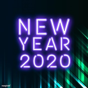 Violet new year 2020 neon sign vector | Free stock vector - 535299