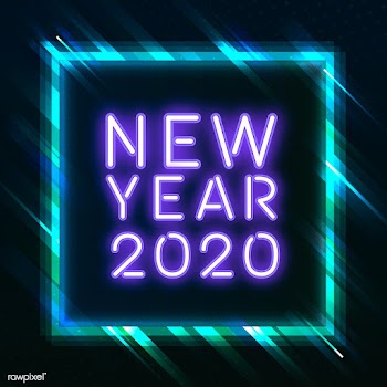 Violet new year 2020 neon sign vector | Free stock vector - 535315