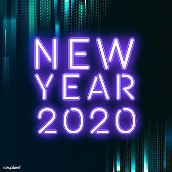 Violet new year 2020 neon sign vector | Free stock vector - 535317