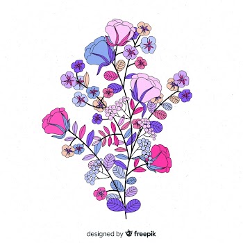 Violet shades of spring flowers in flat design Free Vector