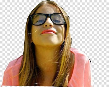 Violetta Martina Stoessel, women's wayfarer eyeglasses with black frames transparent background PNG clipart