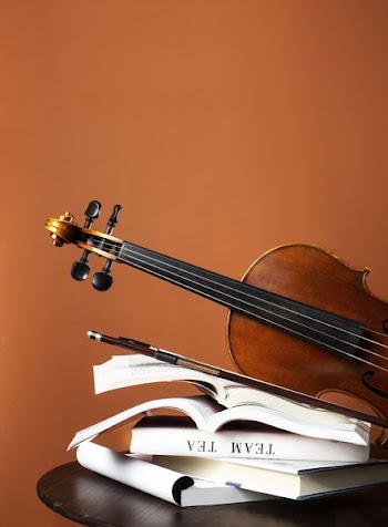 Violin And Bow On Books