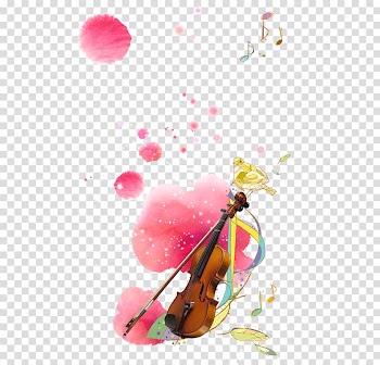 Violin Watercolor painting Cartoon, Pink Ink violin transparent background PNG clipart