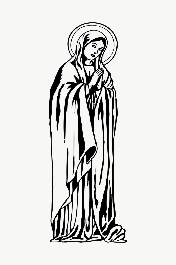 Virgin Mary drawing, illustration vector. | Free Vector - rawpixel