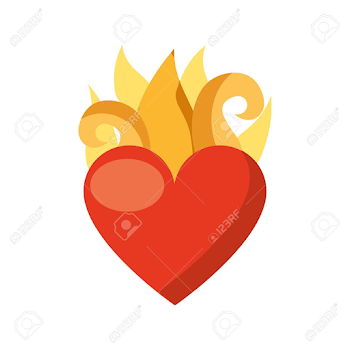 Virgin Mary Heart With Flames Vector Illustration Design Royalty ...