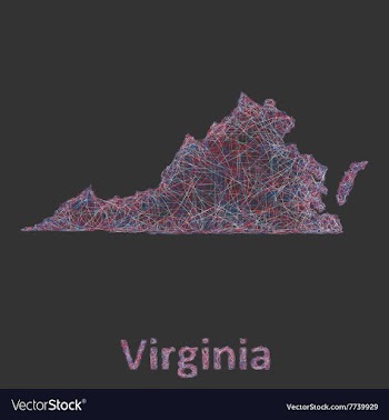 Virginia line art map vector image