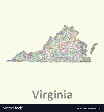 Virginia line art map vector image