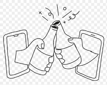 Virtual hangout png social distancing in new normal lifestyle doodle drawing