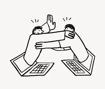 Virtual hug doodle collage element | Free PSD - rawpixel