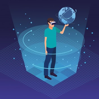 Virtual reality and friends cartoons Free Vector