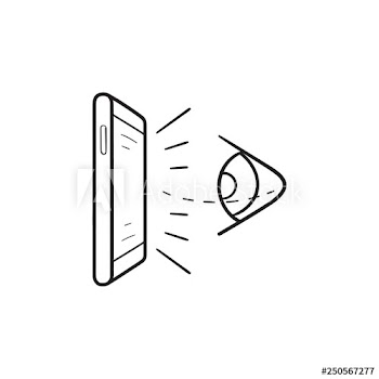 Virtual reality eye and mobile phone hand drawn outline doodle icon