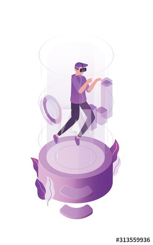 Virtual reality flat vector illustration