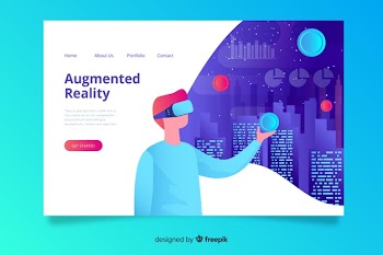 Virtual reality landin page template Free Vector