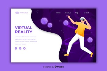 Virtual reality landing page template Free Vector