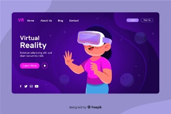Virtual reality landing page template Free Vector