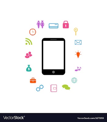  					Virtual world with smartphone set infographic vector image														