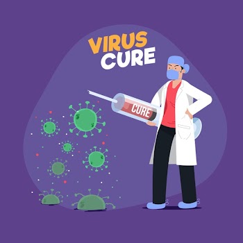 Virus cure concept with vaccine Free Vector