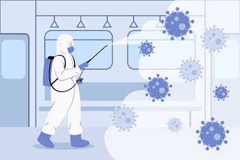 Virus disinfection concept Free Vector