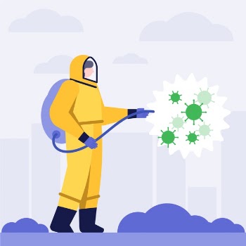 Virus disinfection concept Free Vector