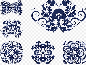 Visual arts Scroll Decorative arts - Blue and white color vintage lace 