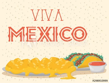 viva mexico celebration with food and sauces