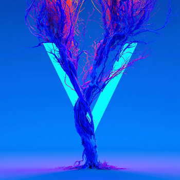Vivid Abstract Tree with Neon Triangle