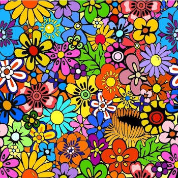 Vivid, colorful, repeating floral background